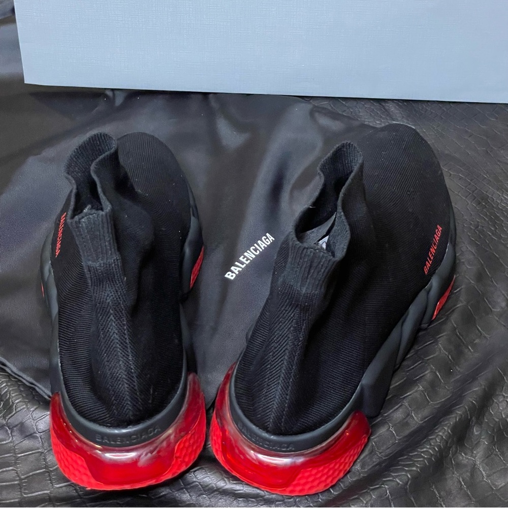 Balenciaga AUTHENTIC Speed  LT clear sock sneakers black/red Men 44 11